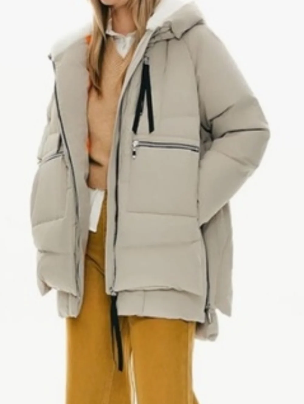 Orolay Women's Puffer Parka Jacket - Taupe, L, VGUC, Neutral Chic, Warm! - Picture 2 of 2